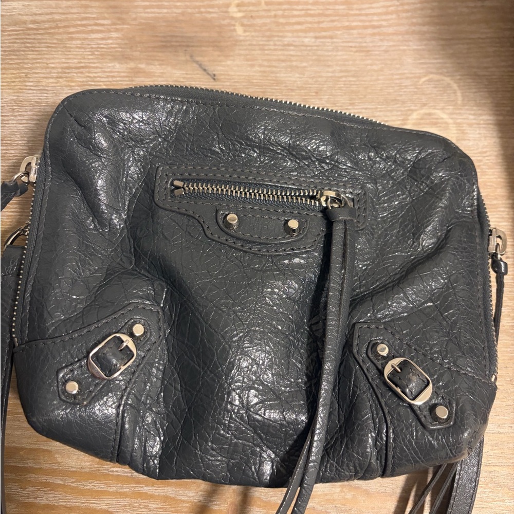 Balenciaga Charcoal Leather Crossbody Bag